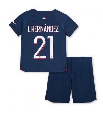 Maillot de foot Paris Saint-Germain Lucas Hernandez #21 Domicile enfant 2023-24 Manches Courte (+ pantalon court)